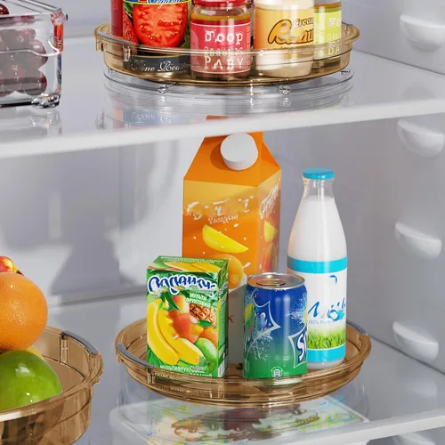 Miniatura 2 de LAMU Paquete de 2 organizadores giratorios Lazy Susan para gabinete, 10.6'' 9.25'' organizador de condimentos para refrigerador, despensa de cocina