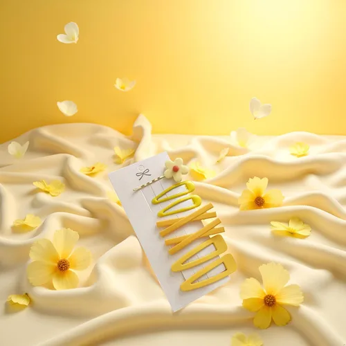 Miniatura 4 de 7 piezas de horquilla de horquilla de flores dulces amarillas para mujer, niña, horquilla para el pelo, decoración de elegantes regalos dorados