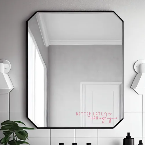 Miniatura 4 de 2 calcomanías de espejo con texto en inglés «Better Late Than Fey», calcomanías de vinilo para pared, buena idea de regalo, decoración de habitación