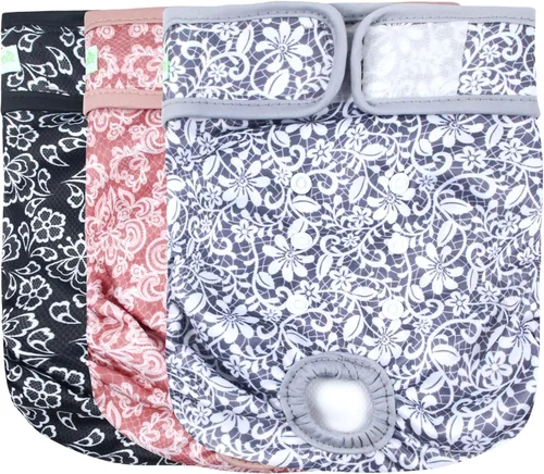 Miniatura 16 de wegreeco - Pañales lavables y reutilizables para perros (patrón elegante), pañales para perras, paquete de 3 (elegante, talla XL)