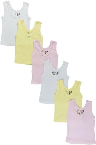 Baby Sleeveless Tank Tops 100% Cotton Shirts, Short Sleeve Tees 0-24 Months Boys, Girls, Unisex Pack of 6