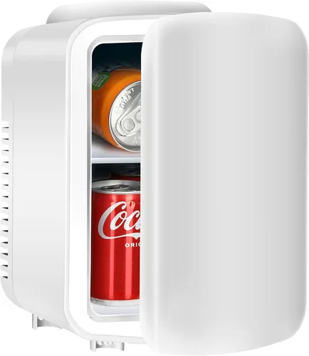 YSSOA Mini refrigerador portátil de 4L para 6 latas, refrigeradores compactos para alimentos, bebidas, escritorio de oficina, color negro