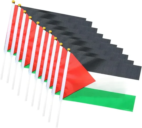 200 mini banderas palestinas palestinas de mano pequeñas banderas de Palestina en miniatura en soporte de palestina, bandera ondeadora de mano – 5.5