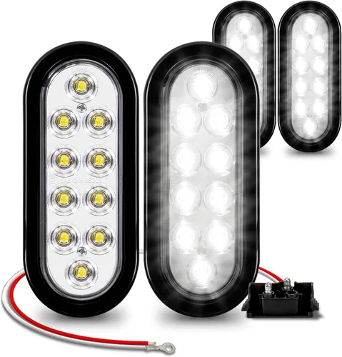 Miniatura 13 de Juego de luces traseras LED ovaladas para remolque de 6.0 in, 2 color ámbar y 2 color rojo 4 Rojo + 2 Blanco