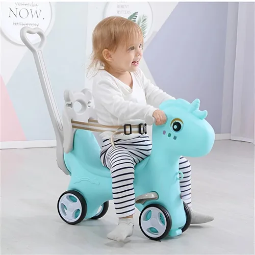 Miniatura 6 de Caballo mecedor para niños pequeños de 1 a 3 años, diseño 4 en 1, bicicleta de equilibrio para niños, carrito de empuje con tabla de equilibrio Azul