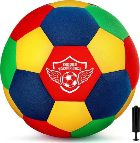 HopeRock Pelota de Fútbol Blanda de Espuma para Interior Tamaño 4 para Niños para Tu Hogar, Ligera Segura y Divertida para Entrenamiento de