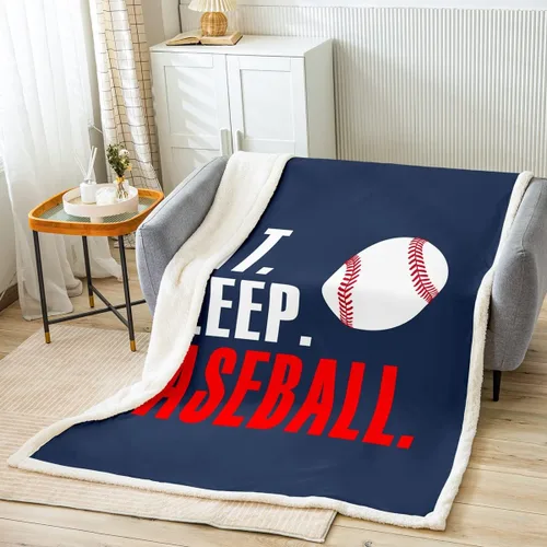 Miniatura 44 de Feelyou Football Throw Blanket Basketball Sports Soft Fleece Sherpa Cozy Fuzzy Plush Warm Soccer Ball Game Fuzzy Plush Throw Black Baseball Gaming
