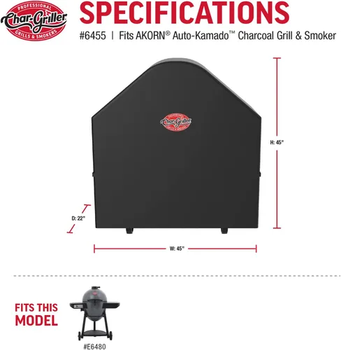 Miniatura 5 de Char-Griller 6455 AKORN Auto-Kamado - Funda para parrilla de carbón, color negro