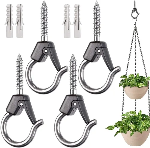 Miniatura 8 de BeneLabel 4 ganchos para colgar plantas de techo, soportes colgantes para colgar plantas al aire libre, luces de hadas de alambre para exteriores