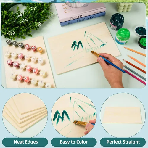 Miniatura 3 de Paquete de 6 hojas de madera de tilo de 10.7 x 7 x 1/4 pulgadas-6mm de grosor para manualidades, hojas de madera contrachapada sin terminar, paneles