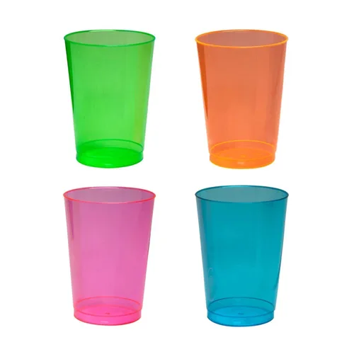 Miniatura 12 de Vasos de plástico para fiestas de Party Essentials, 9 onzas de capacidad, con brillo, Variado neón, 500