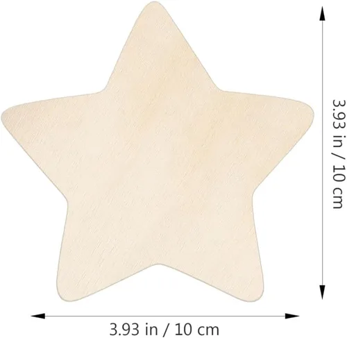 Miniatura 6 de IMIKEYA 50 piezas de estrellas de madera sin terminar: recortes de estrellas de madera natural para niños, pintura DIY, chips de madera, recortes