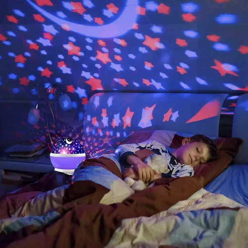 Miniatura 5 de Lámpara de iluminación nocturna [4 cuentas LED, 3 modelos, cable USB de 4.9 pies), romántica rotación proyector Cosmos Estrella Cielo Luna, rotación