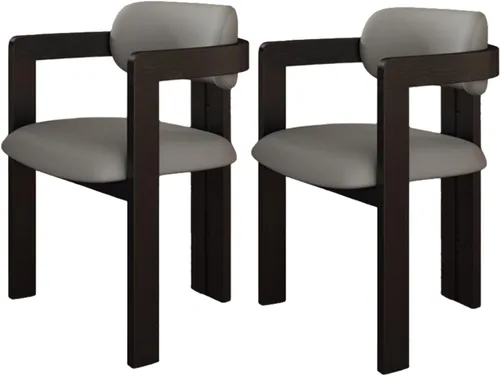Miniatura 19 de Juego de sillas de comedor de madera, sillas de comedor modernas, silla de cocina tapizada, silla auxiliar de granja con brazos, para sala de estar