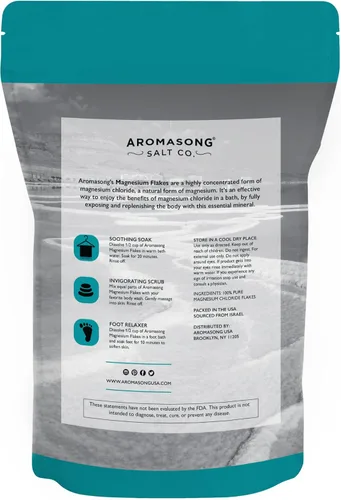 Miniatura 8 de Aromasong Escamas de magnesio del mar muerto, 14 onzas. Paquete resellable - Sales de baño de cloruro de magnesio relajantes musculares remojadas.