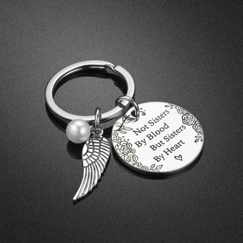 Miniatura 5 de Llavero de amistad con texto en inglés Not Sisters by Blood but Sisters, para mujeres, adolescentes, niñas, regalos para mejores amigas, cumpleaños