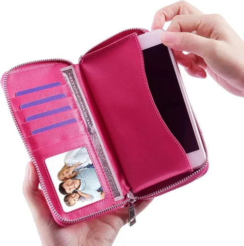 Miniatura 6 de HAWEE - Cartera para teléfono celular, con dos cierres y correa larga extraíble para la muñeca, para mujer
