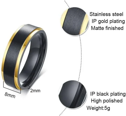 Miniatura 2 de Juego de anillos a juego personalizados para parejas para él y ella, anillos de promesa para parejas, anillos de boda de acero inoxidable negro