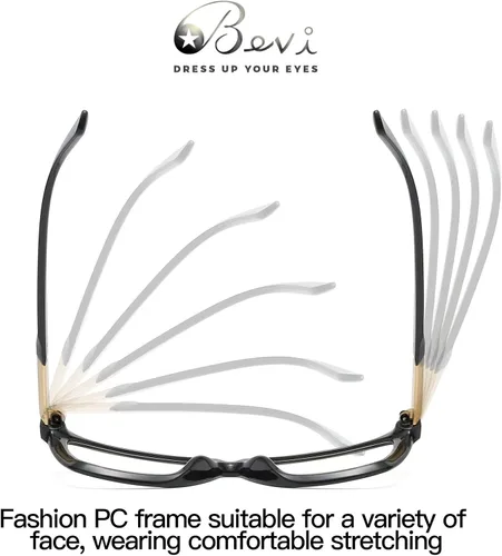 Miniatura 5 de Bevi Gafas de lectura antifatiga ocular, bloqueo de luz azul, marco cuadrado grande de gran tamaño con bisagra de metal para mujeres y hombres