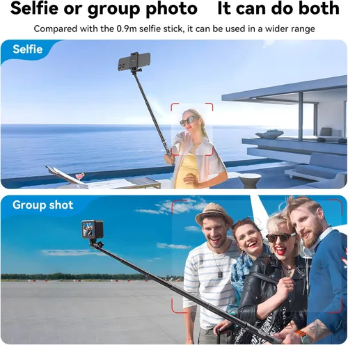 Miniatura 6 de Invisible Selfie Stick 3.9 ft/47.2 "Monopod de fibra de carbono telescópica poste para Insta360 X5/X4/X3/X2 GOPro 13 12 11 10 9 8 DJI Action 5 Pro
