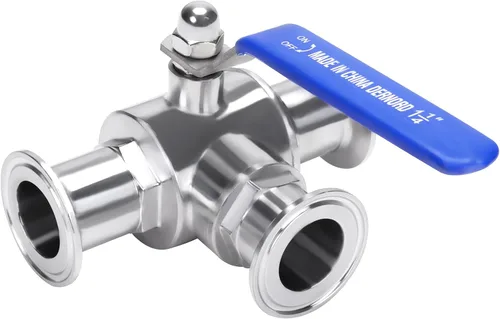 Miniatura 6 de DERNORD Válvula de bola sanitaria de tres abrazaderas de 1.5 pulgadas, válvula de bola de 3 vías T-Port de acero inoxidable 304, revestimiento
