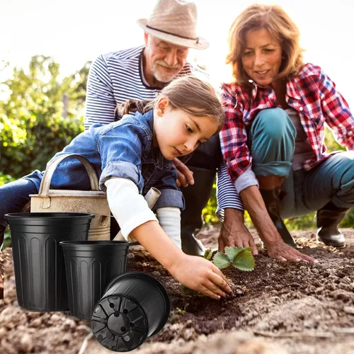 Miniatura 4 de FoldTier 300 macetas de 2 galones y 1 galón para plantas de vivero, macetas de plástico flexible a granel con orificio de drenaje, etiqueta