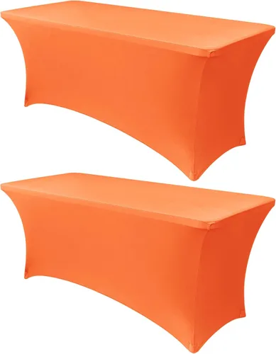 Miniatura 35 de Obstal Funda de mesa de elastano elástica de 4 pies para mesas plegables estándar, paquete de 2 manteles rectangulares universales ajustables