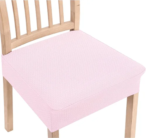 Miniatura 11 de Smiry Juego de 4 fundas de asiento elásticas de jacquard para sillas de comedor, extraíbles y lavables, sin fundas traseras, color gris pardo