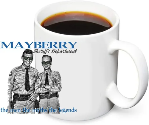 Miniatura 8 de Brotherhood Mayberry Mt Airy Sheriff Aunt Bea's Pickles Oregon Nueva Escocia Wally's Service Andy Griffith - Tazas de café de cerámica blanca de 11