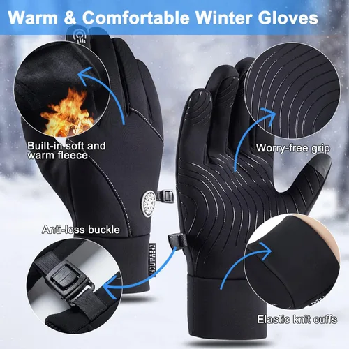 Miniatura 2 de Artelaris Guantes de invierno para hombres y mujeres, guantes térmicos resistentes al viento con pantalla táctil, guantes deportivos cálidos