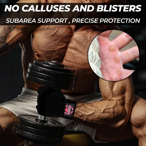 Miniatura 4 de FIGHTSENSE Guantes de entrenamiento para hombres y mujeres, guantes de levantamiento de pesas con agarre mejorado, palma acolchada, correas