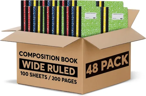 Cuaderno de composición de rayas anchas, a granel, cuaderno de notas de composición con rayas anchas, papel de cuaderno de reglas anchas -9-3/4 x