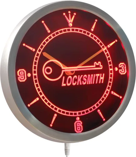 Miniatura 2 de ADVPRO nc0316-b Reloj de pared LED con letrero de neón para propietario de cerrajería