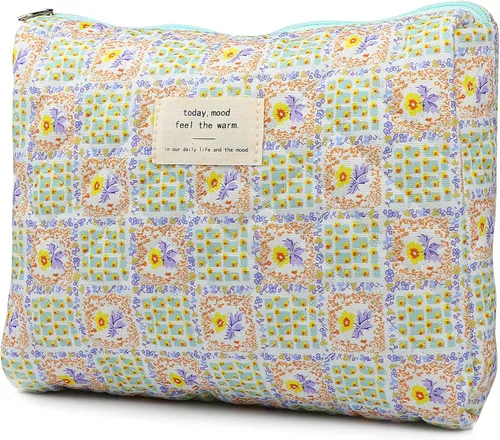 Miniatura 9 de Bolsas de cosméticos para mujer, bonita bolsa de maquillaje floral, organizador de almacenamiento de maquillaje, bolsas de aseo de viaje, bolsas