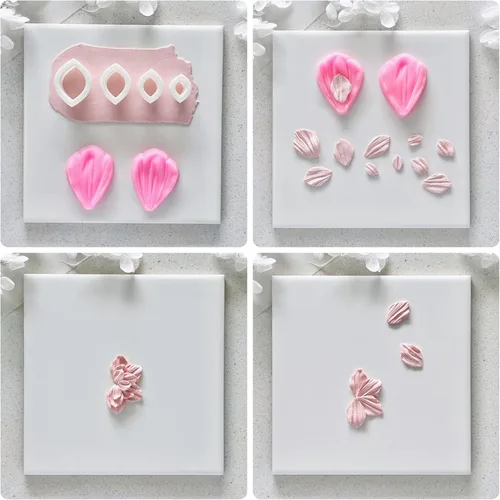 Miniatura 3 de meeeyya Cortadores de arcilla de pétalos de flores para hacer aretes, 4 cortadores de arcilla con 1 molde de arcilla polimérica de prensa