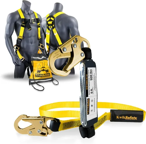 Miniatura 8 de KwikSafety – Familia rattler, incluye 2 paquetes, 4 paquetes, combo, kit Cordón de seguridad de una sola pierna con amortiguador interno, anclaje