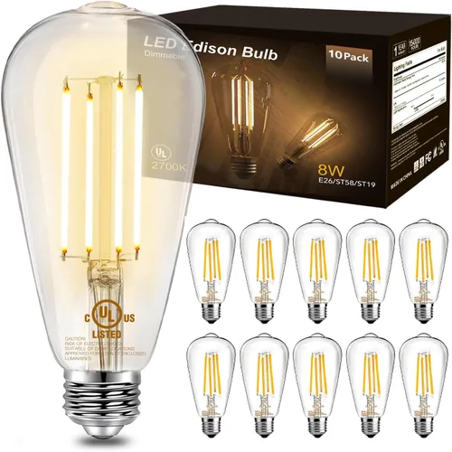 Miniatura 11 de DAYBETTER Paquete de 6 bombillas LED Edison vintage, bombilla LED regulable E26, equivalente a 60 vatios, bombillas de luz LED de filamento antiguo