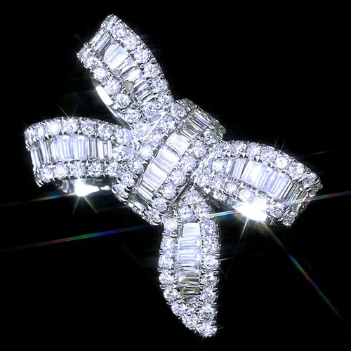 Miniatura 3 de Anillo de plata de ley 925 brillante con piedras preciosas de diamantes de circonita cúbica, anillo de mariposa de diamantes de circonita cúbica