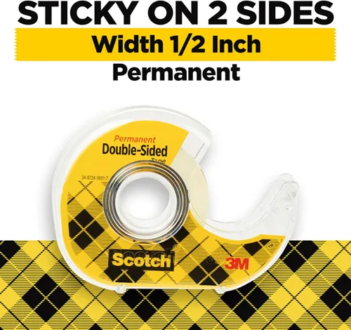 Miniatura 3 de Scotch Cinta adhesiva permanente de doble cara, suministros para hacer tarjetas y álbumes de recortes navideños, alternativa a la cinta de regalo