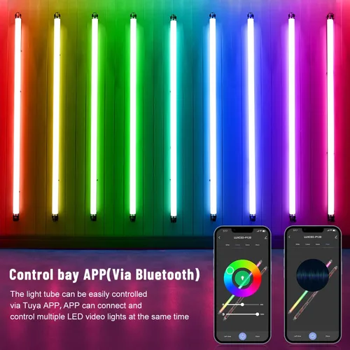 Miniatura 6 de P120 RGB luz de fotografía portátil, control de aplicación 1350 lúmenes LED video luz varita 360 ° a todo color 12 modos de iluminación CRI≥95 IP68