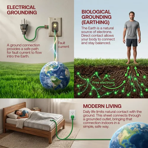 Miniatura 2 de Sábana de cama, sábana de tierra, sábana bajera ajustable de algodón orgánico para cama, 95% algodón orgánico, 5% fibra plateada con cable