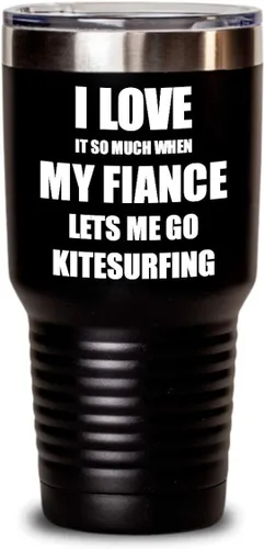 Miniatura 8 de EzGift Funny Kitesurfing Tumbler Gift Idea For Fiancee I Love It When My Fiance Lets Me Sport Lover Joke Insulated Cup With Lid Black 20 Oz