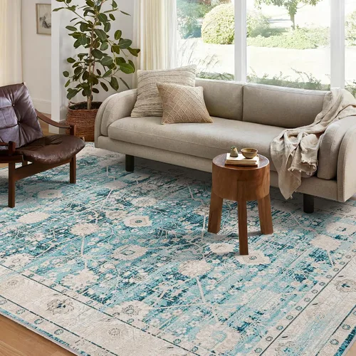Miniatura 61 de Syalife 4x6 Alfombra Lavable para Área, Ultra Suave Antideslizante, Pila Baja, Alfombra Vintage Resistente a Manchas para Sala de Estar, Alfombra