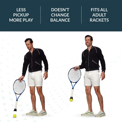 Miniatura 3 de POP-IT Recogedor de pelota de tenis superior para raqueta, sin doblar, manos libres, se adapta a la mayoría de las raquetas, coleccionista de Negro