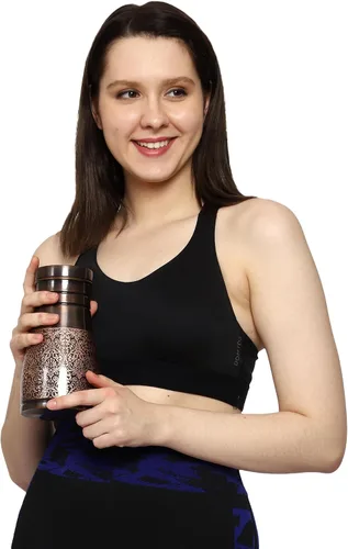 Miniatura 7 de Jarra de noche de cobre puro para beneficios de salud ayurveda, capacidad - 1 litro (33.81 onzas líquidas de EE. UU.) (patrón floral)
