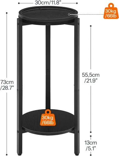 Miniatura 3 de HOOBRO Mesa auxiliar redonda pequeña, mesa para bebidas de café para sofá, esquina, 73 cm de alto, estrecha, mesa de noche redonda, pedestal