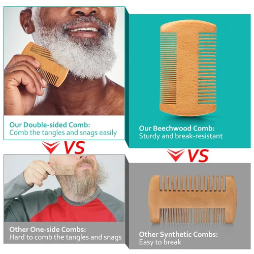 Miniatura 4 de Regalos para papá – Kit de barba con aceite de barba, bálsamo, cepillo, peine y llavero adicional, juego de cuidado personal para hombres y recuerdo