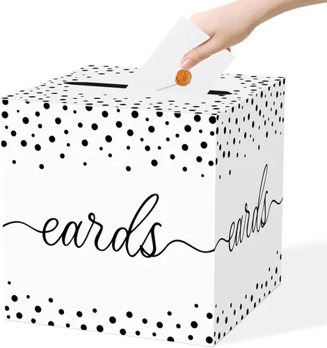 Miniatura 11 de QISOLIY Caja Negra para Tarjetas Cajas de Tarjetas de Boda para Recepción Portador de Caja de Tarjetas de Regalo Caja de Dinero para Graduaciones