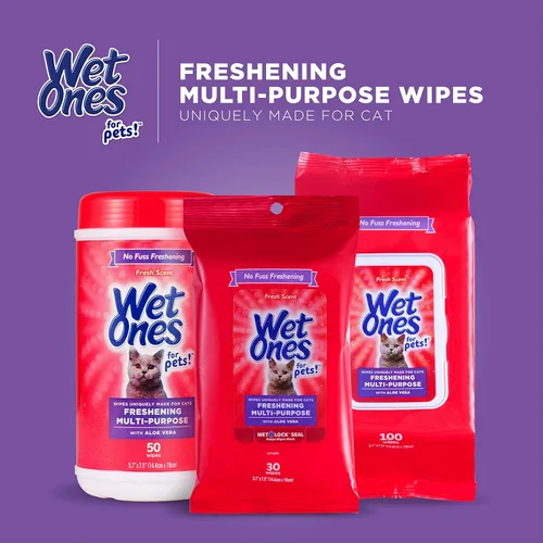 Miniatura 9 de Wet Ones Toallitas multiusos para refrescar mascotas con aloe vera, aroma fresco, toallitas de limpieza para gatos fáciles de usar para el aseo