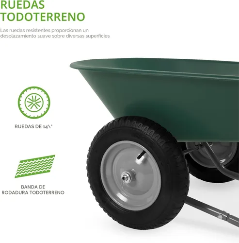 Miniatura 7 de Best Choice Products carretilla de jardín para hogar con doble rueda Verde